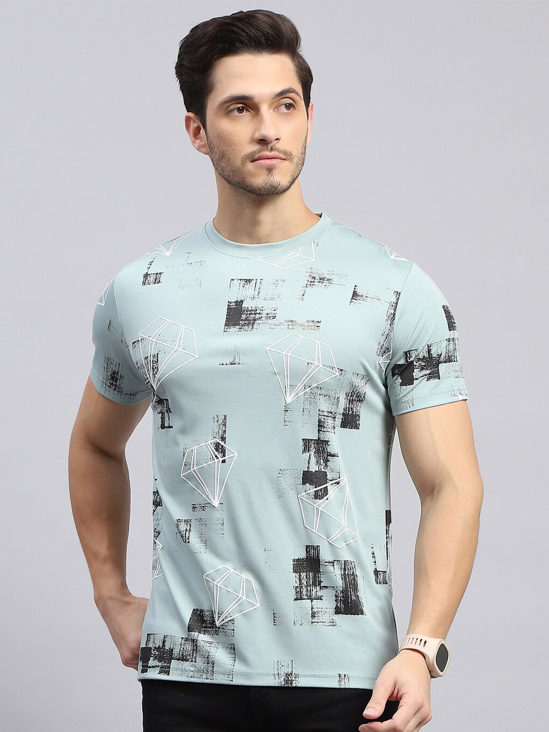 

Monte Carlo Men Round Neck Printed T-shirt, Blue