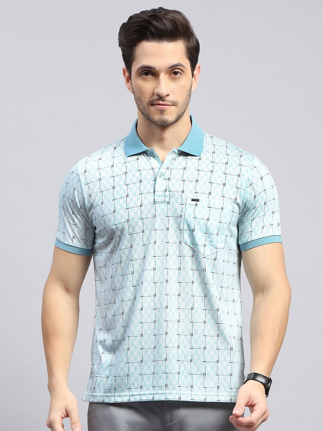 

Monte Carlo Men Polo Collar Pockets Cotton T-shirt, Blue