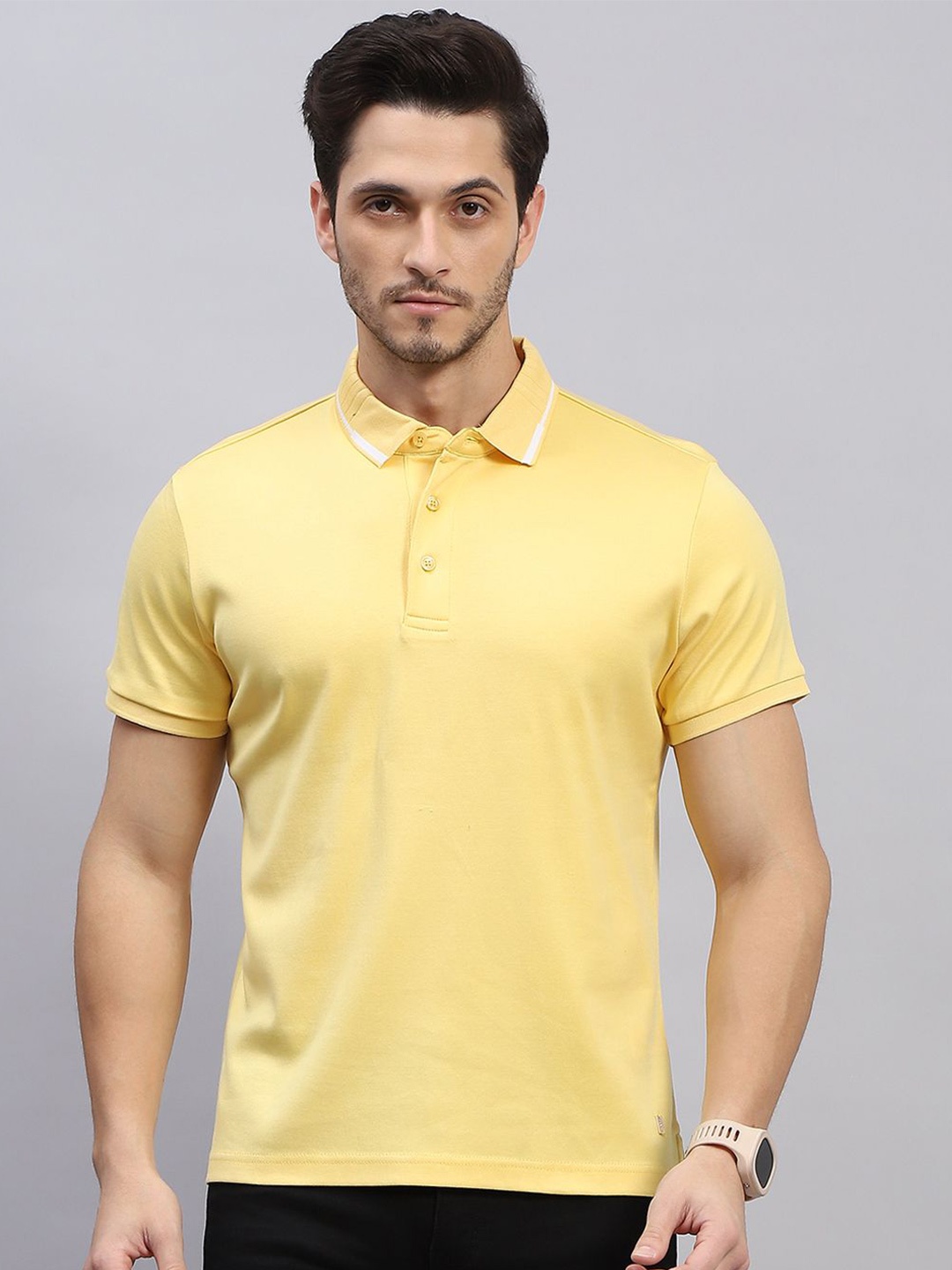 

Monte Carlo Polo Collar Short Sleeves Regular Fit Cotton T-shirt, Yellow