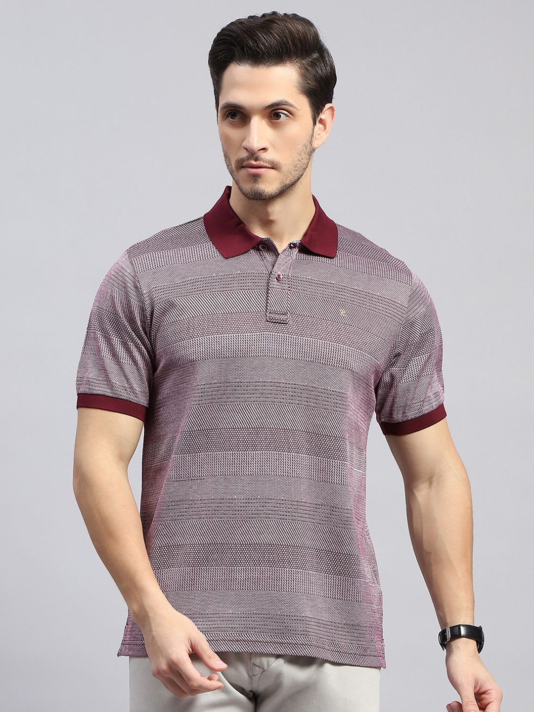 

Monte Carlo Polo Collar Short Sleeves Regular Fit Cotton T-shirt, Maroon