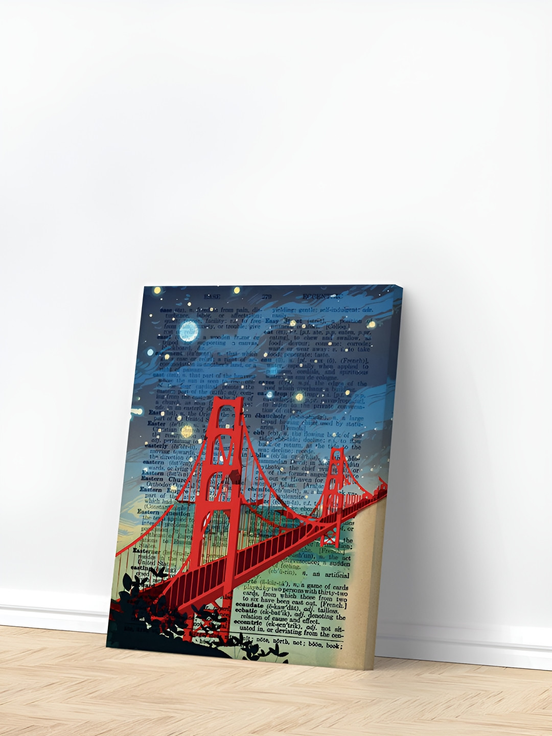

Art Street Red & Blue Canvas Painting Golden Gate City Wall Art