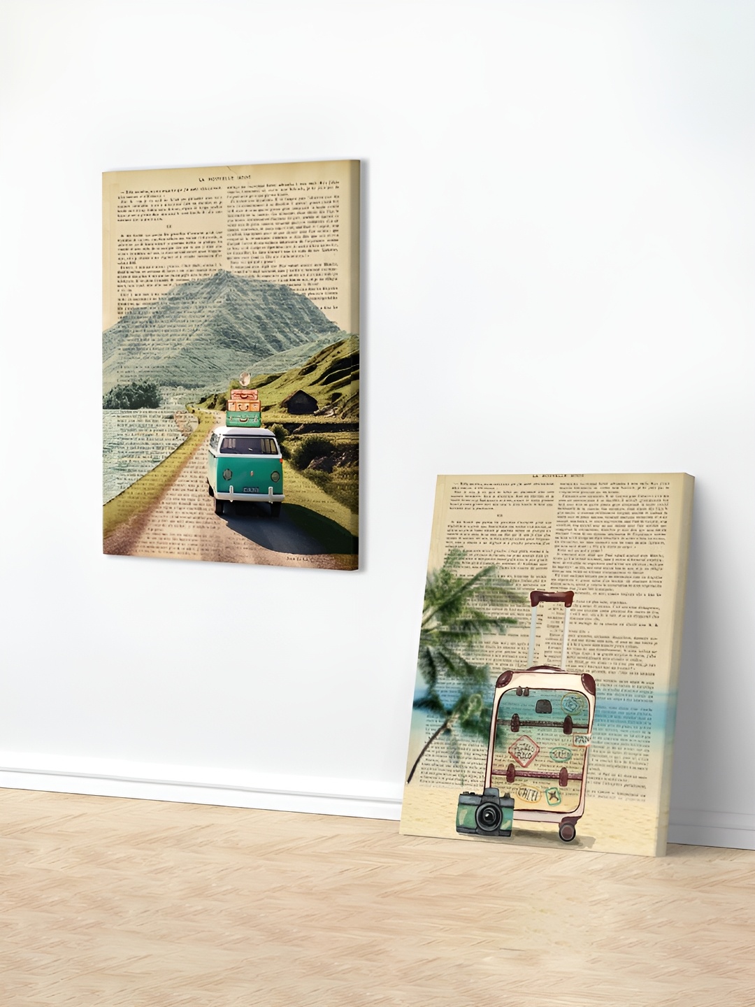 

Art Street Green & Beige Canvas Painting Vintage Travel Wall Art