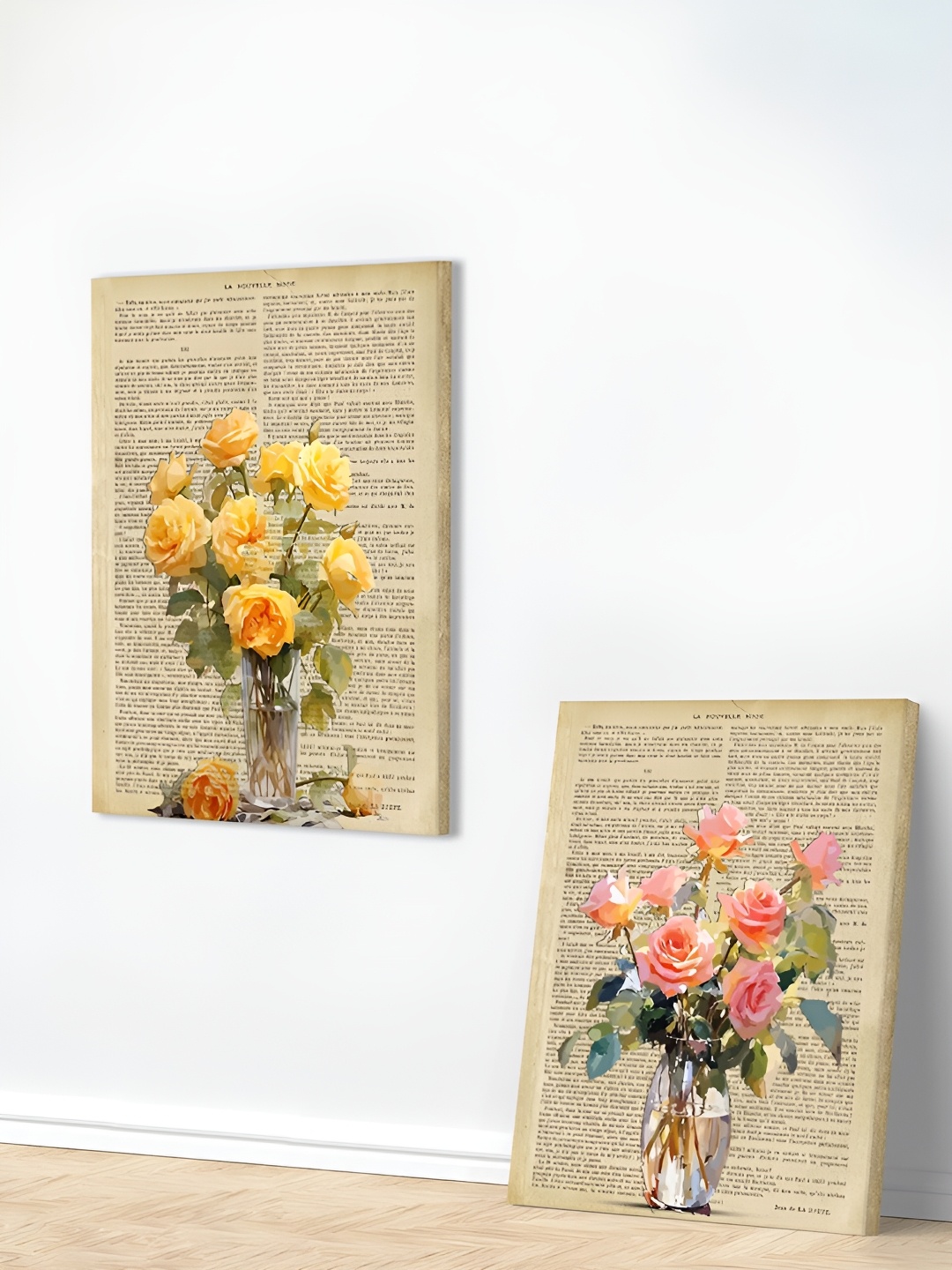 

Art Street Yellow & Pink Canvas Painting Rose Flowers Spring Wall Art