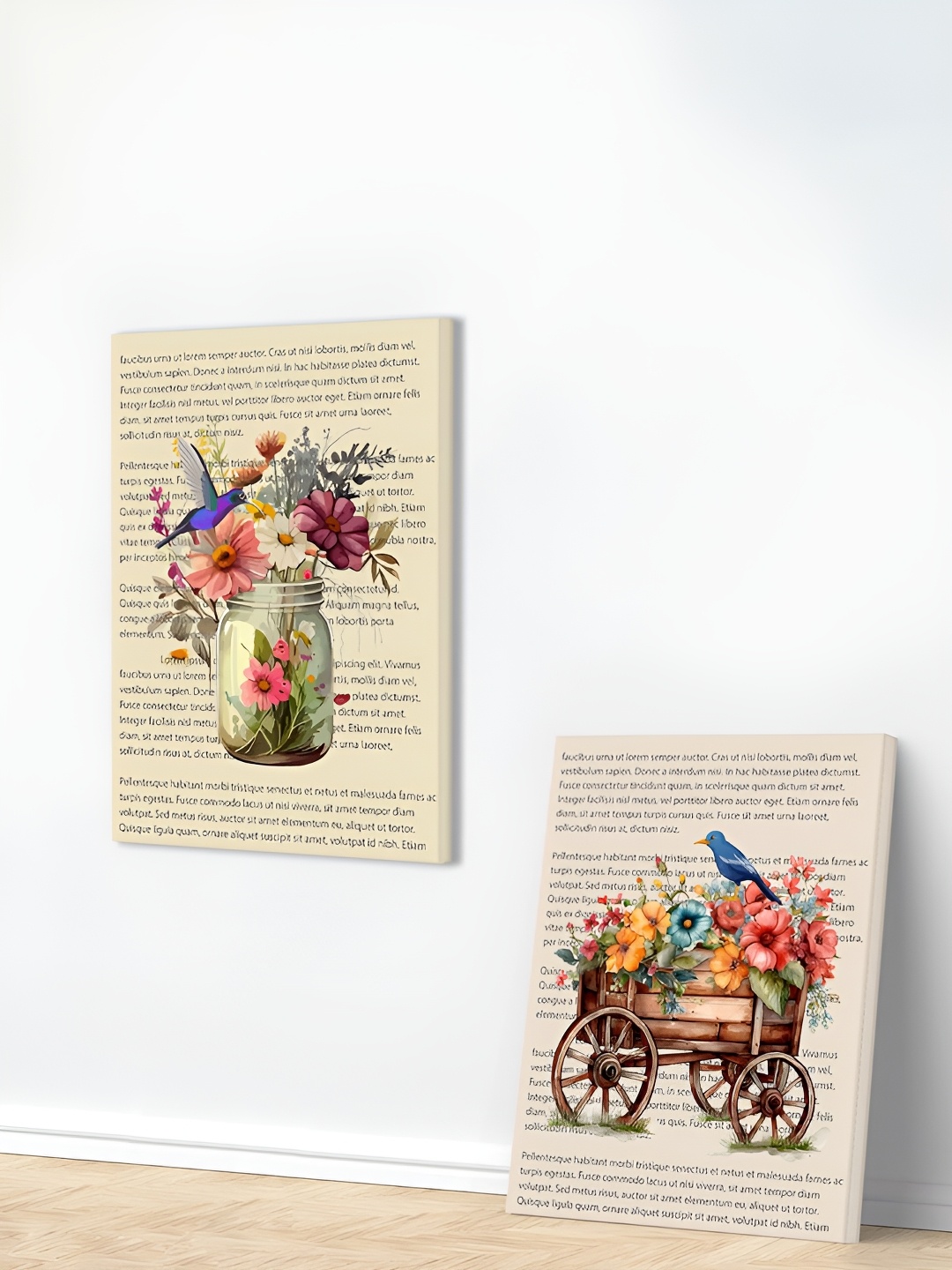 

Art Street Red & Blue Canvas Painting Jardin Bird and Floral Wall Art