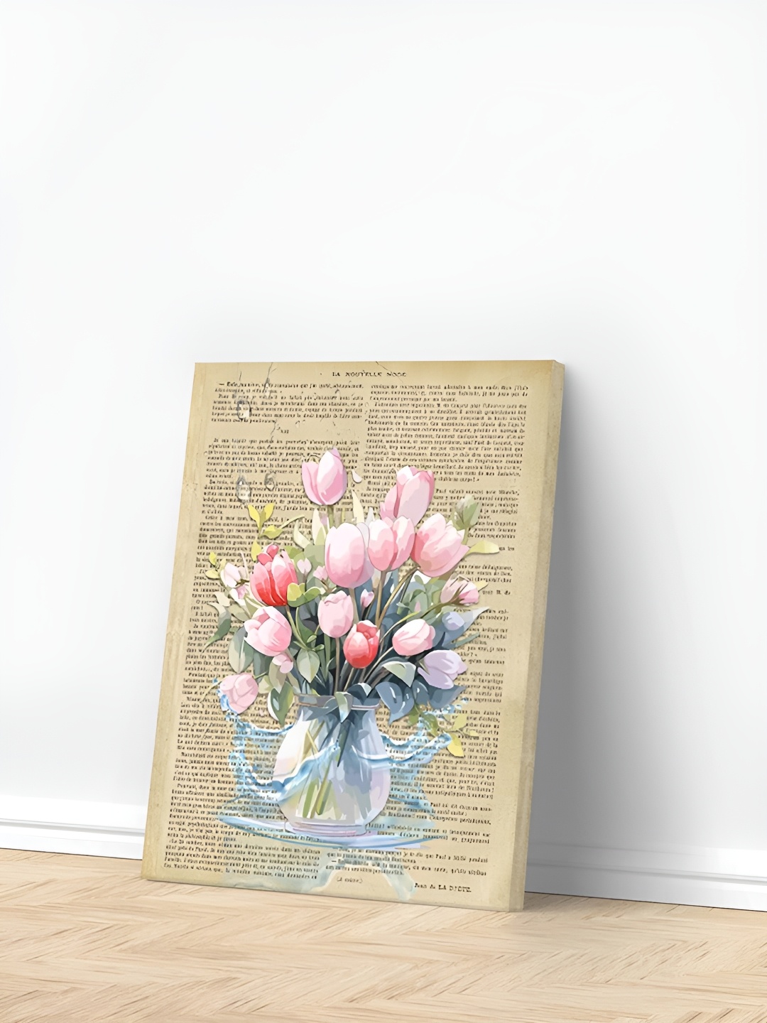 

Art Street Pink Canvas Painting Tulip Flowers Vintage Vase Wall Art