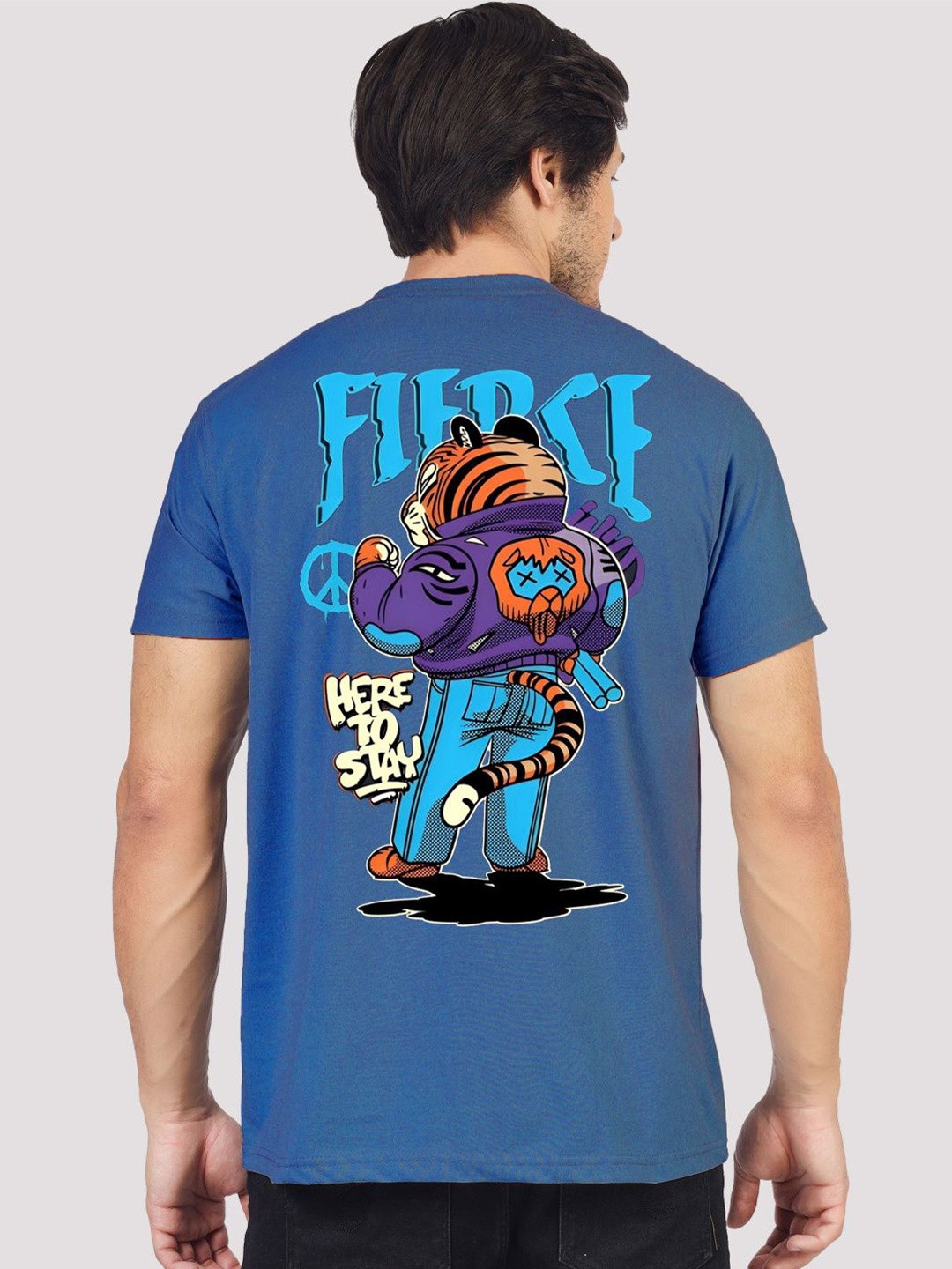 

Greylongg Graphic Printed Cotton T-shirt, Blue