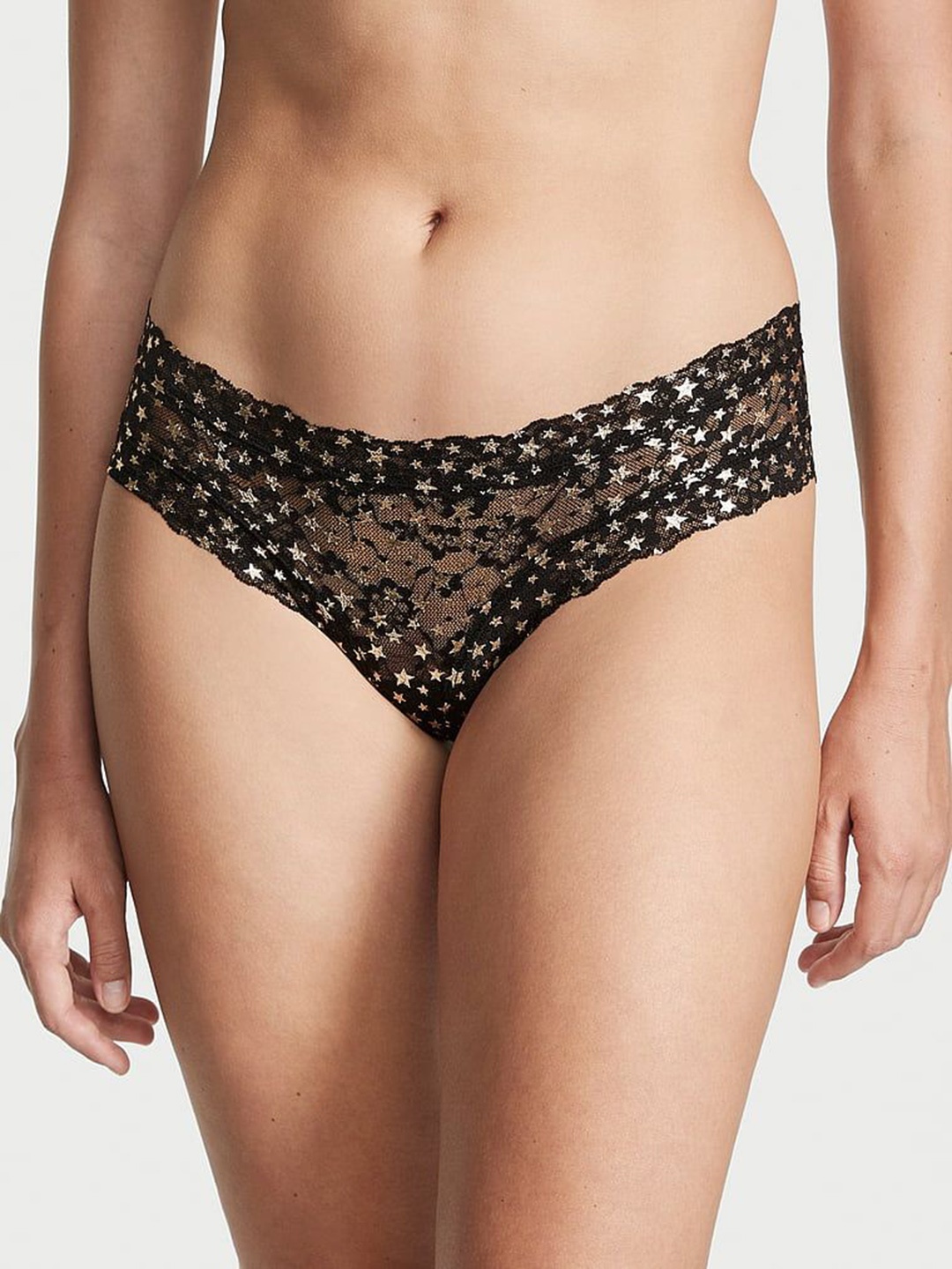 

Victoria's Secret Printed Lace Basic Briefs 112213465XAU, Black