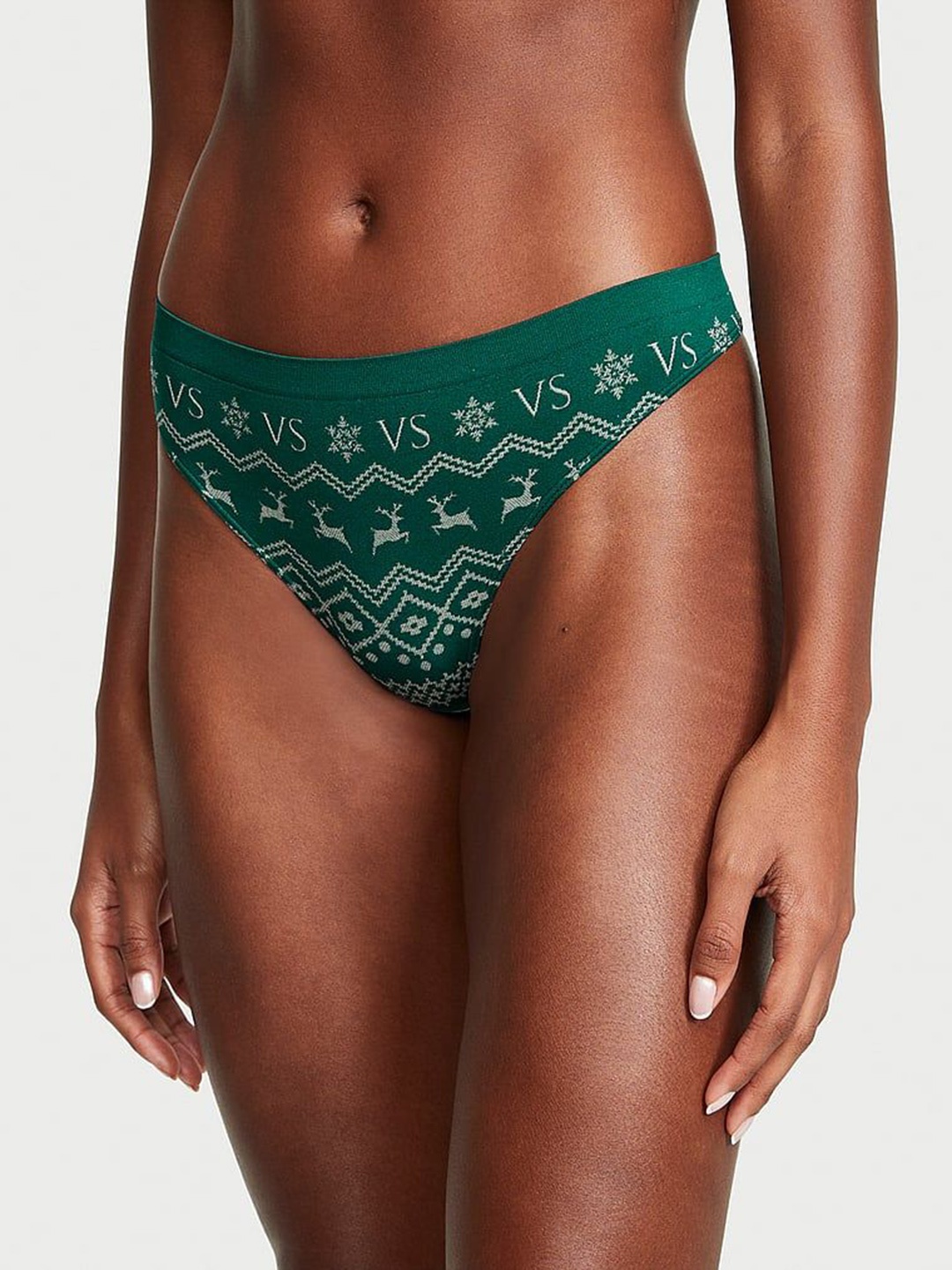 

Victoria's Secret Printed Seamless Thong Briefs 112306155ZLK, Green