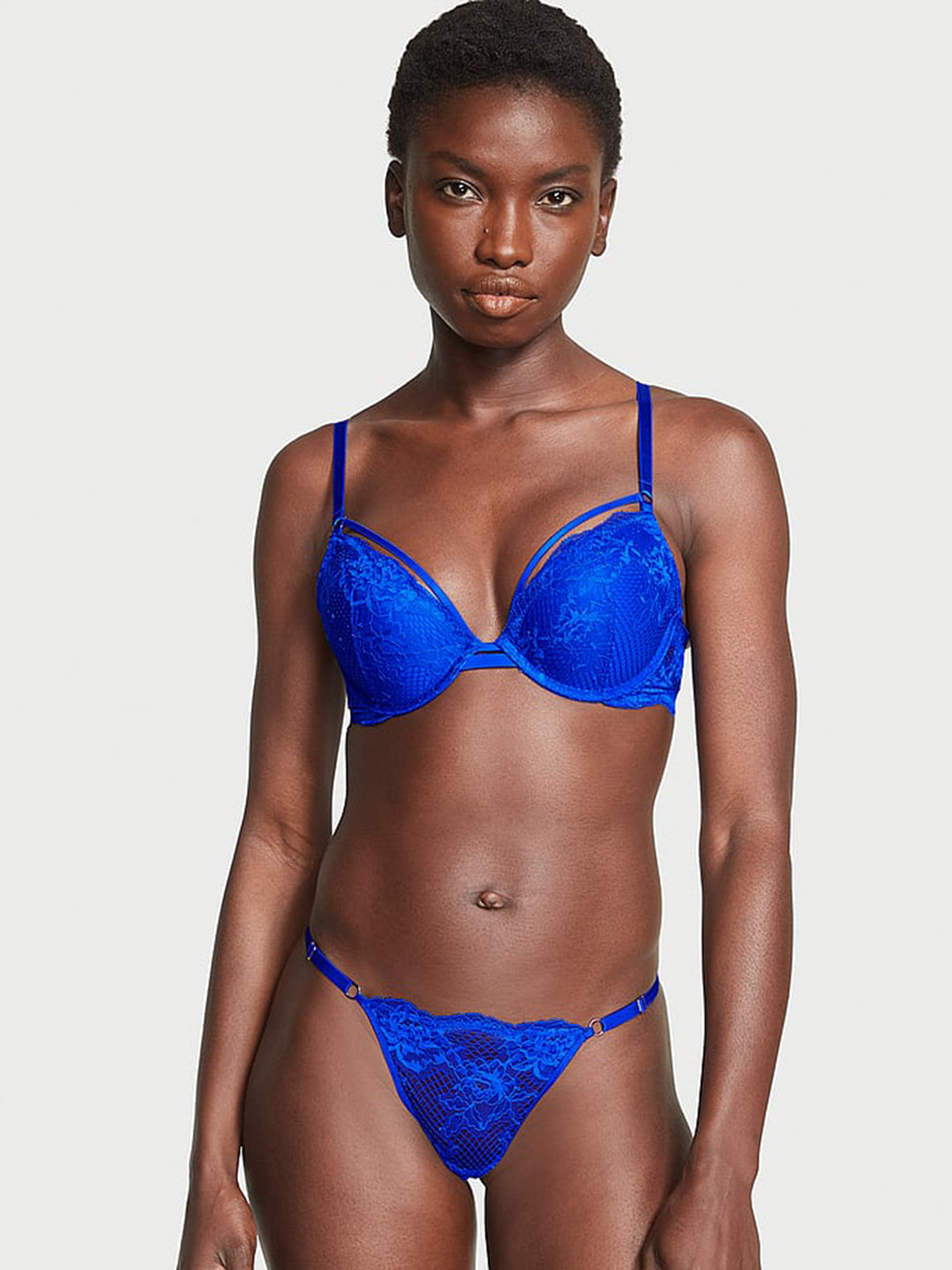 

Victoria's Secret Lace V-String Thong Briefs 1121428154M6, Blue