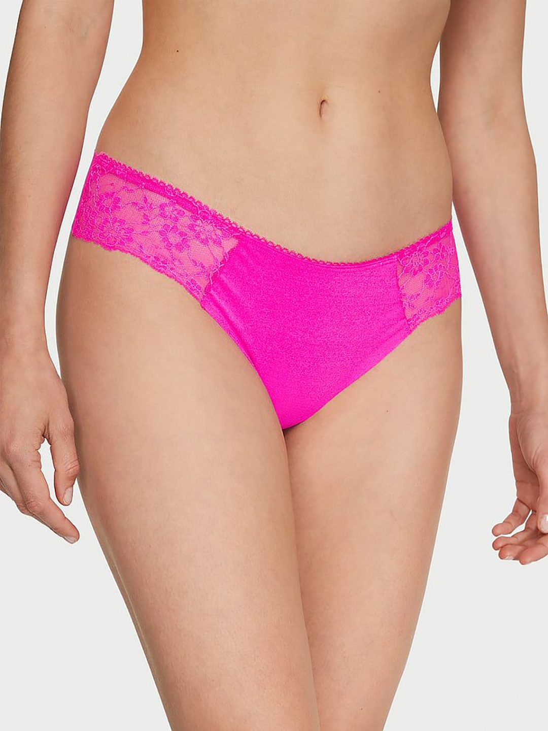 

Victoria's Secret Polyamide Lace Detail Thong Panty Briefs 1122008038SK, Pink