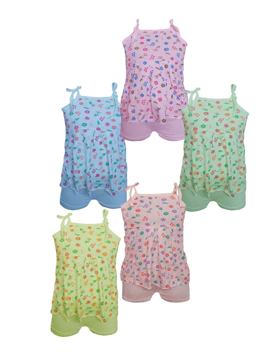 

MRB Infants Boys Pack Of 5 Printed Pure Cotton T-shirt with Shorts, Pink