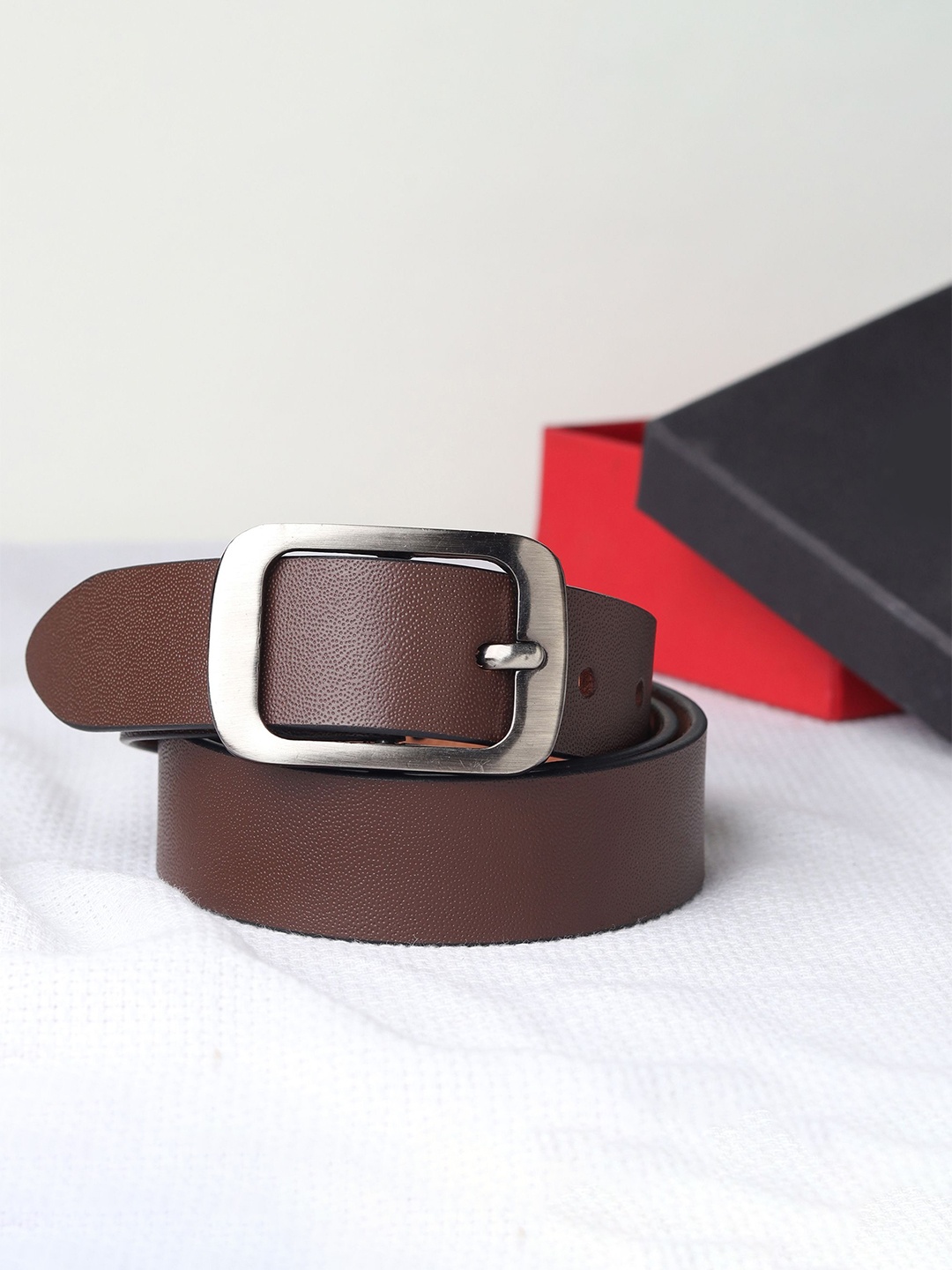 

Mast & Harbour Men Leather Solid Belt, Brown