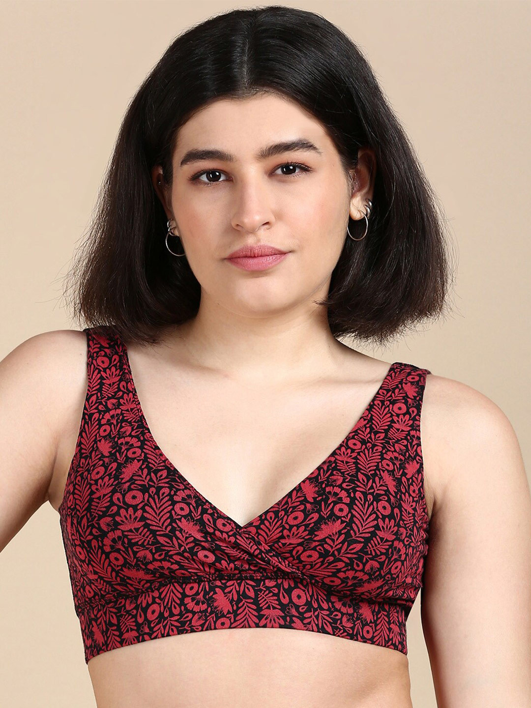 

&CIRCUS Floral Printed Medium Coverage Maternity Bra, Red