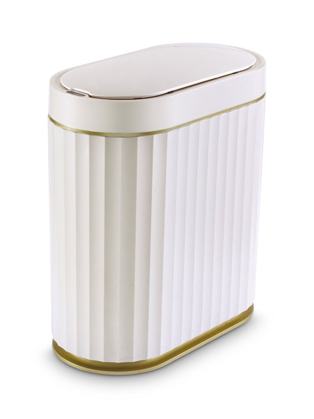 

Freelance White & Gold Toned Striped Stainless Steel Mesh Dustbins 7 L