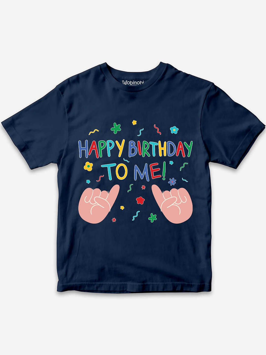 

Wobinobi Boys Birthday Print Bio Finish Pure Cotton T-shirt, Navy blue