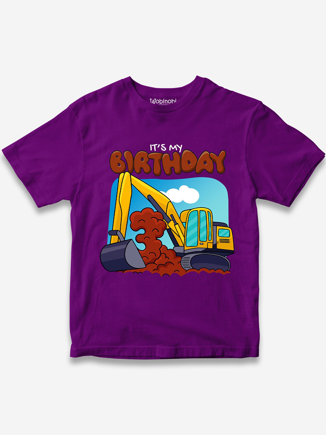 

Wobinobi Boys Birthday Print Bio Finish Pure Cotton T-shirt, Purple