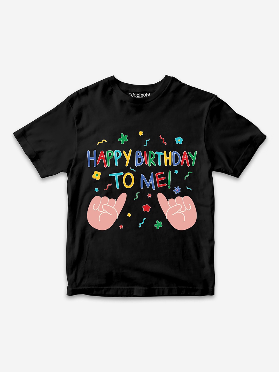 

Wobinobi Boys Birthday Print Bio Finish Pure Cotton T-shirt, Black