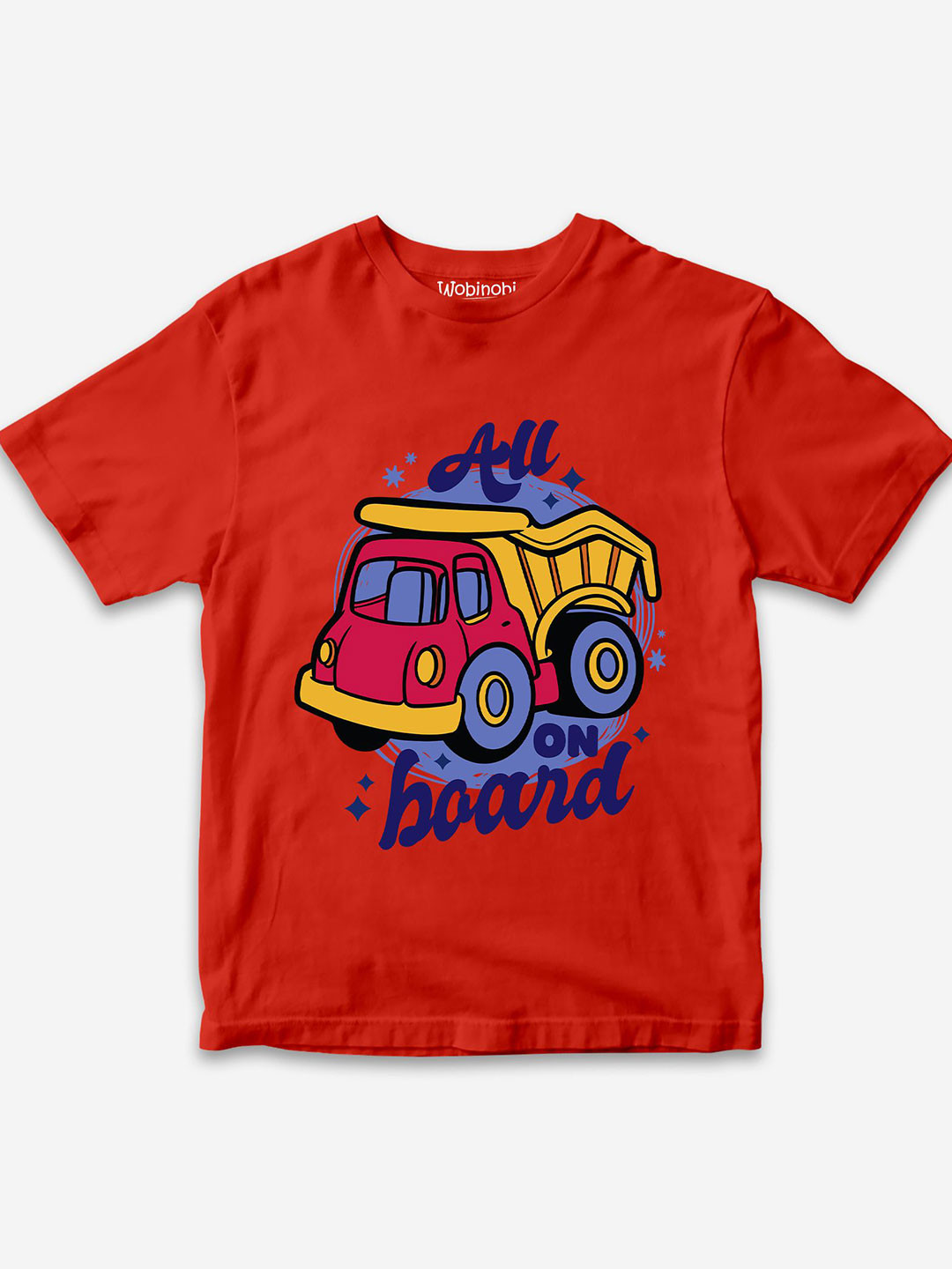 

Wobinobi Boys Truck Print Bio Finish Pure Cotton T-shirt, Red