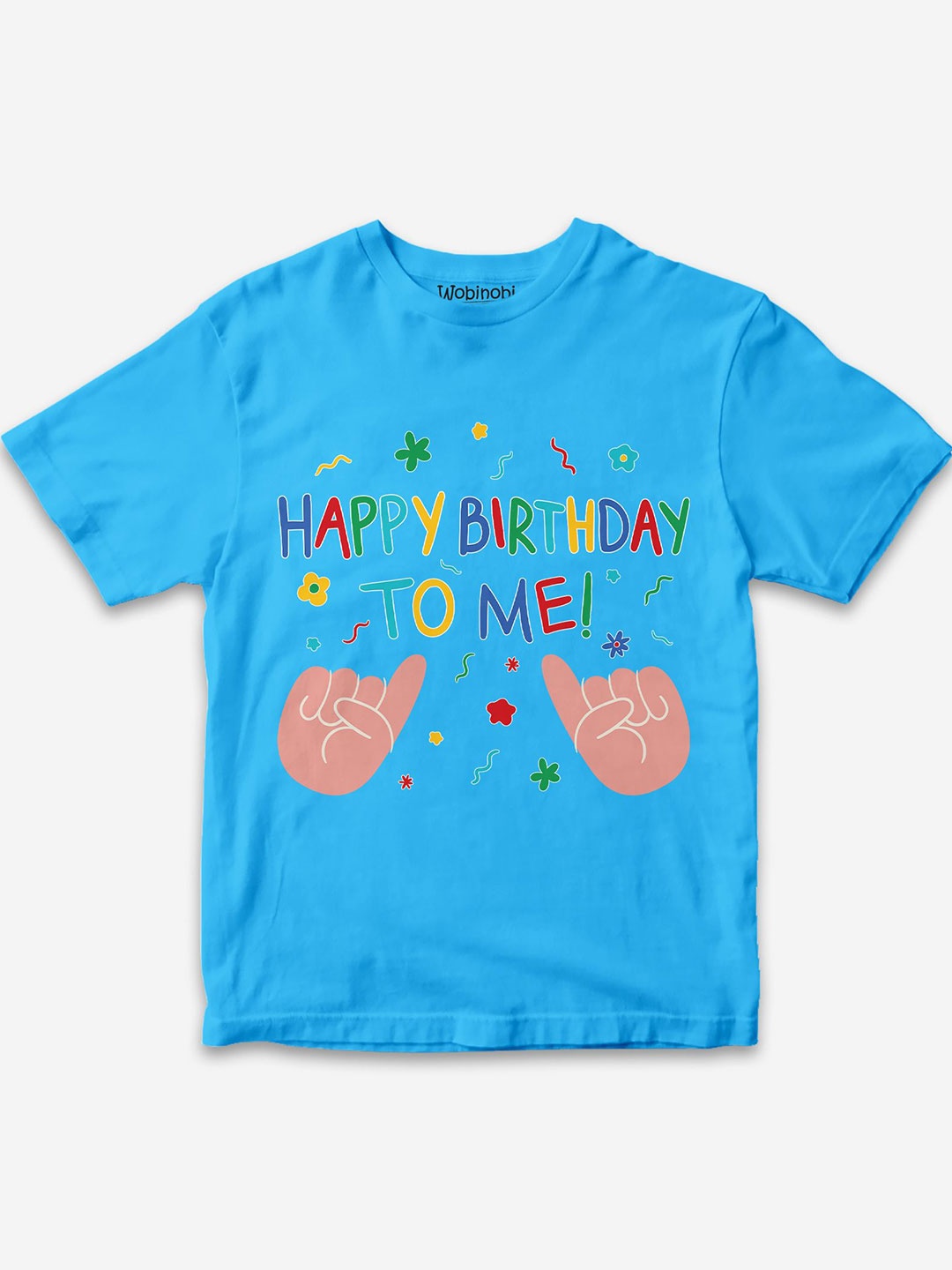 

Wobinobi Boys Birthday Printed Pure Cotton Bio Finish Casual T-shirt, Blue