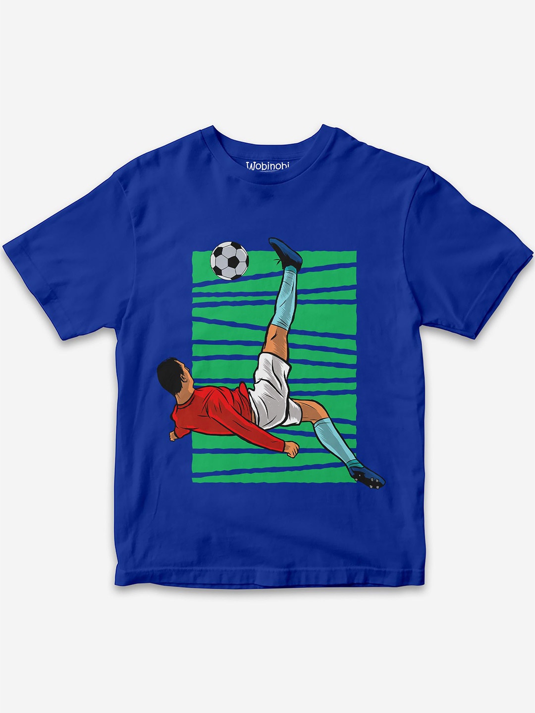 

Wobinobi Boys Football Print Bio Finish Pure Cotton T-shirt, Blue