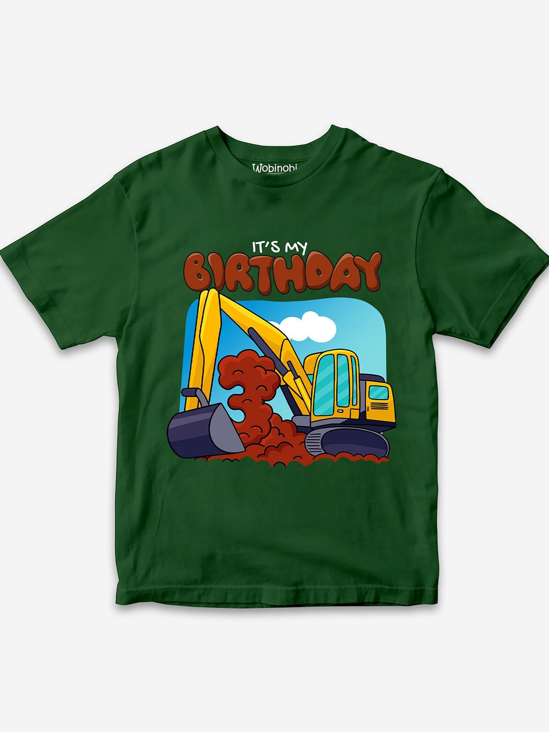 

Wobinobi Boys Birthday Print Bio Finish Pure Cotton T-shirt, Green