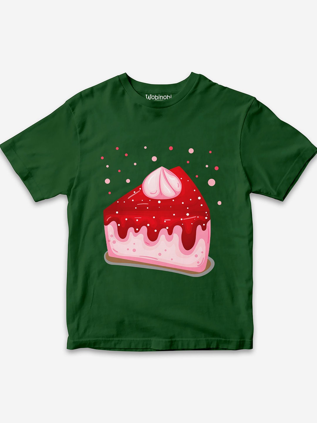 

Wobinobi Boys Cake Print Bio Finish Pure Cotton T-shirt, Green
