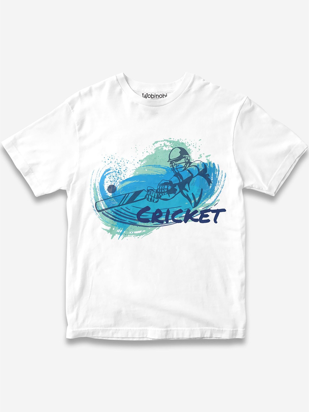 

Wobinobi Boys Cricket Print Bio Finish Pure Cotton T-shirt, White