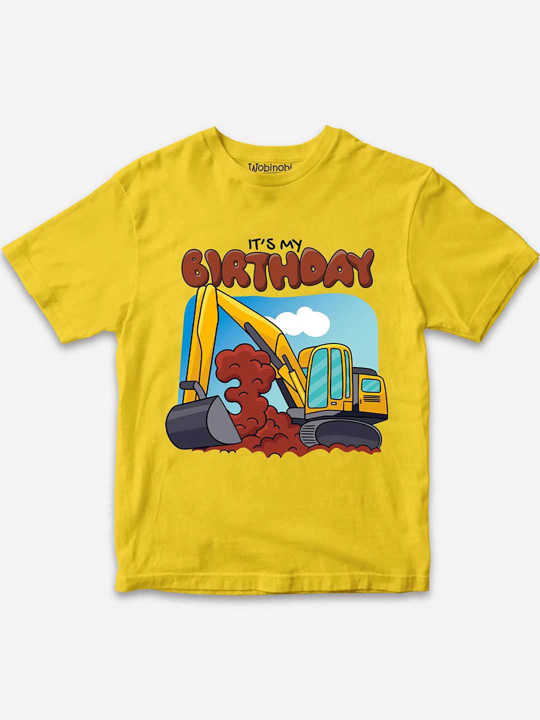 

Wobinobi Boys Birthday Print Bio Finish Pure Cotton T-shirt, Yellow