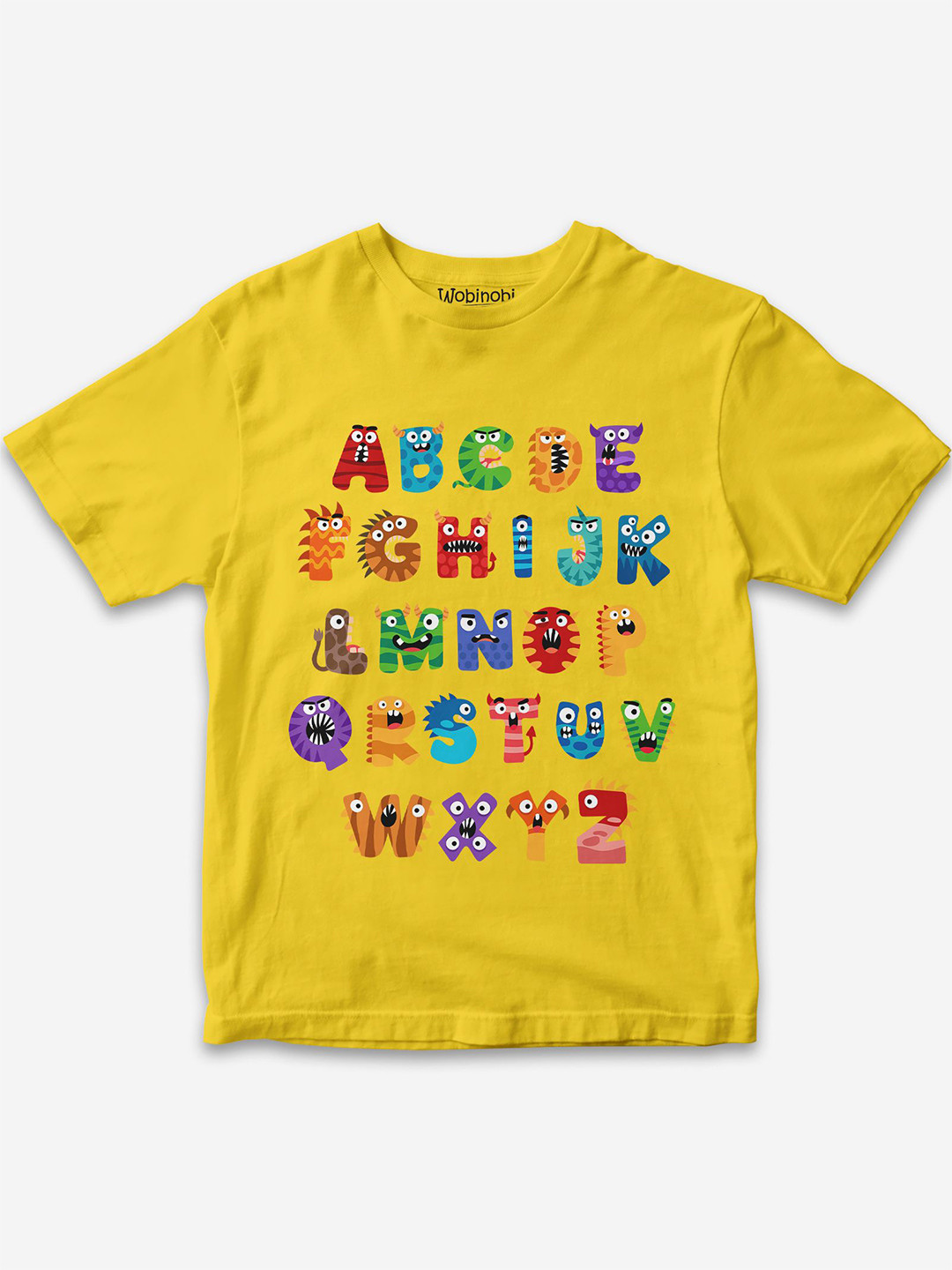 

Wobinobi Boys Alphabets Print Bio Finish Pure Cotton T-shirt, Yellow