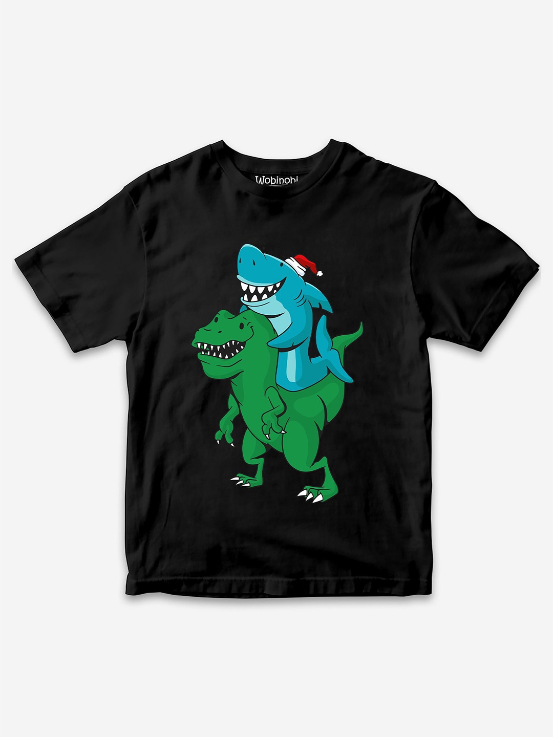 

Wobinobi Boys Dinosaur Print Bio Finish Pure Cotton T-shirt, Black