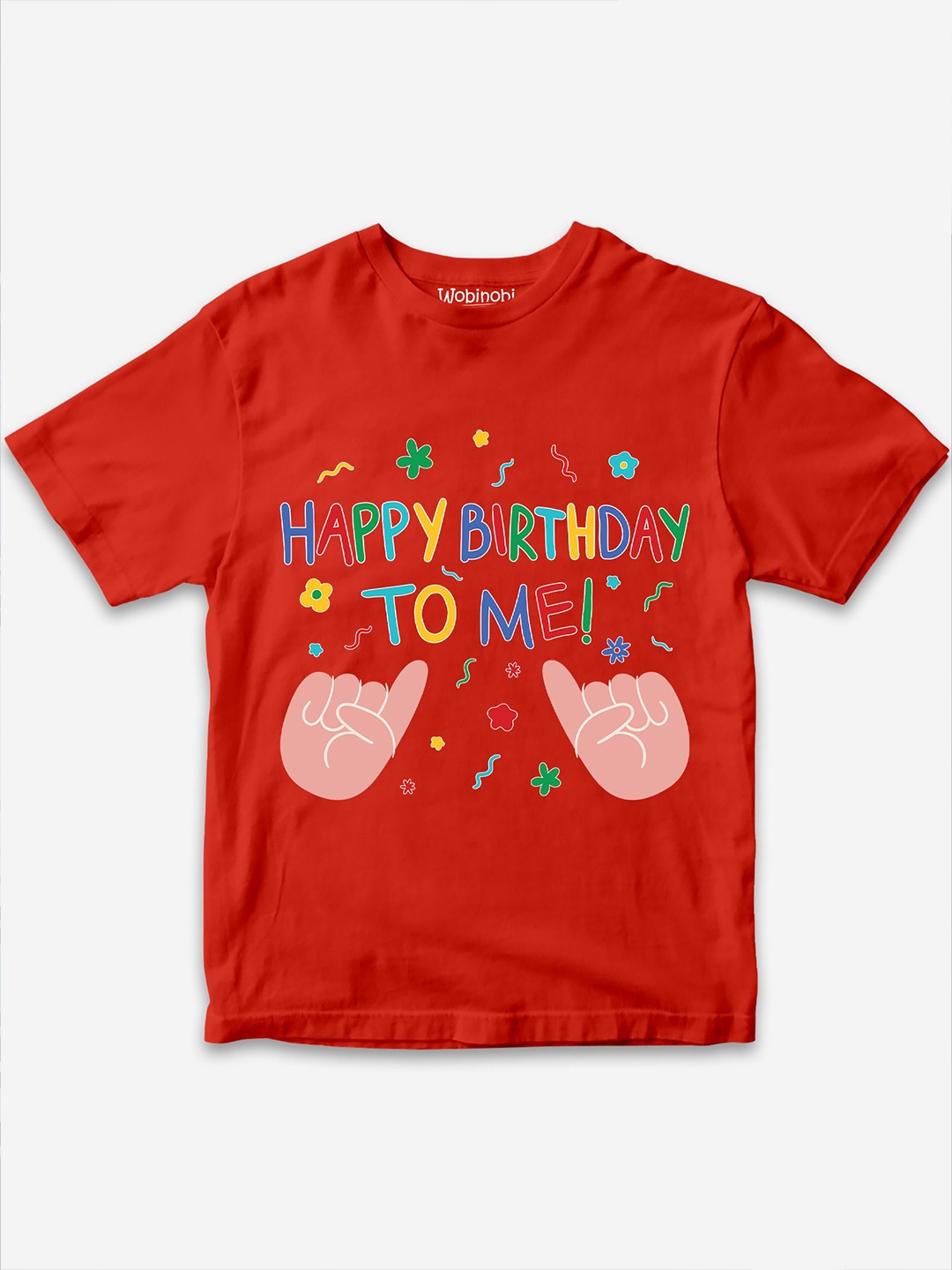 

Wobinobi Boys Birthday Print Bio Finish Pure Cotton T-shirt, Red