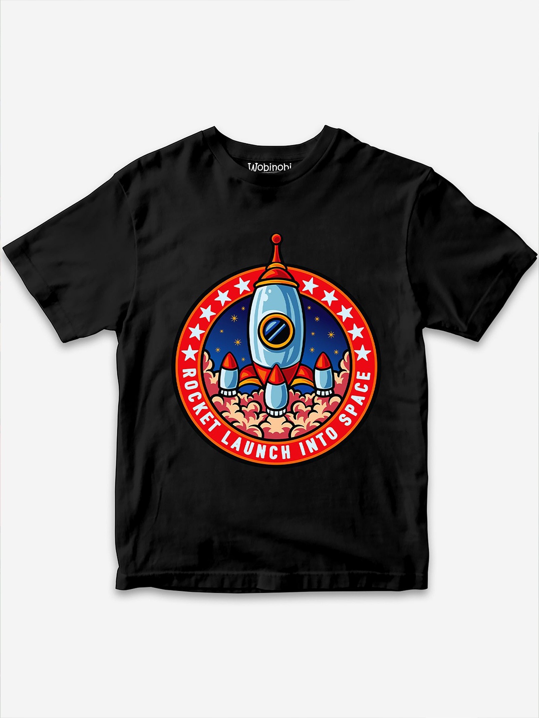 

Wobinobi Boys Space Print Bio Finish Pure Cotton T-shirt, Black
