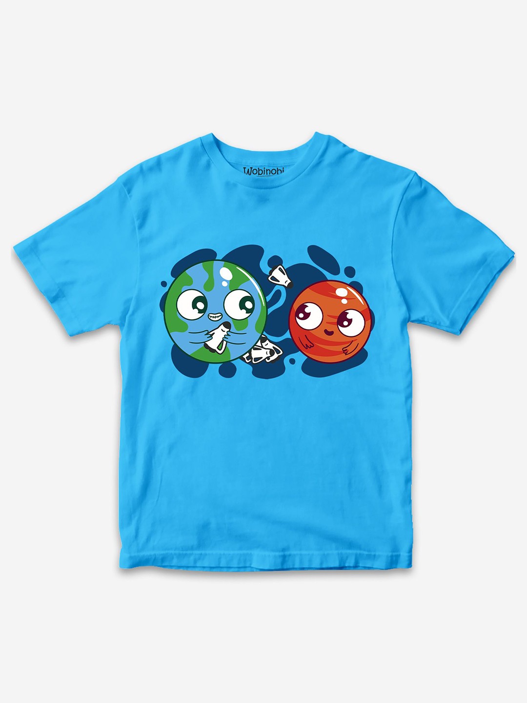 

Wobinobi Boys Space Print Bio Finish Pure Cotton T-shirt, Blue
