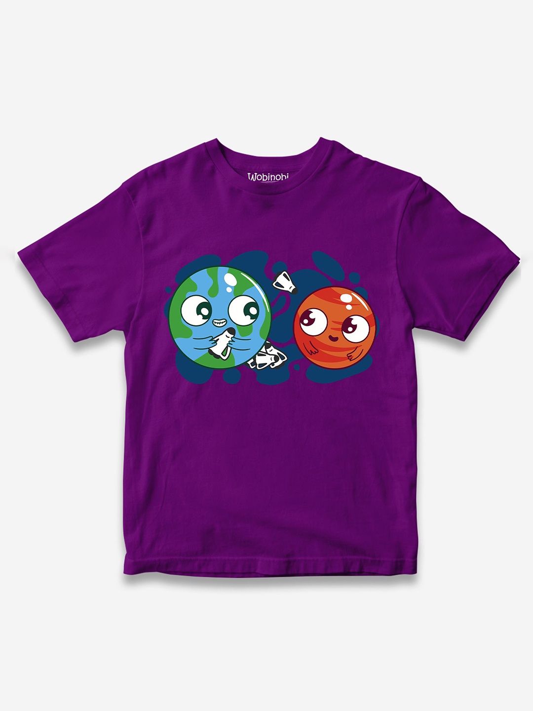 

Wobinobi Boys Space Print Bio Finish Pure Cotton T-shirt, Purple