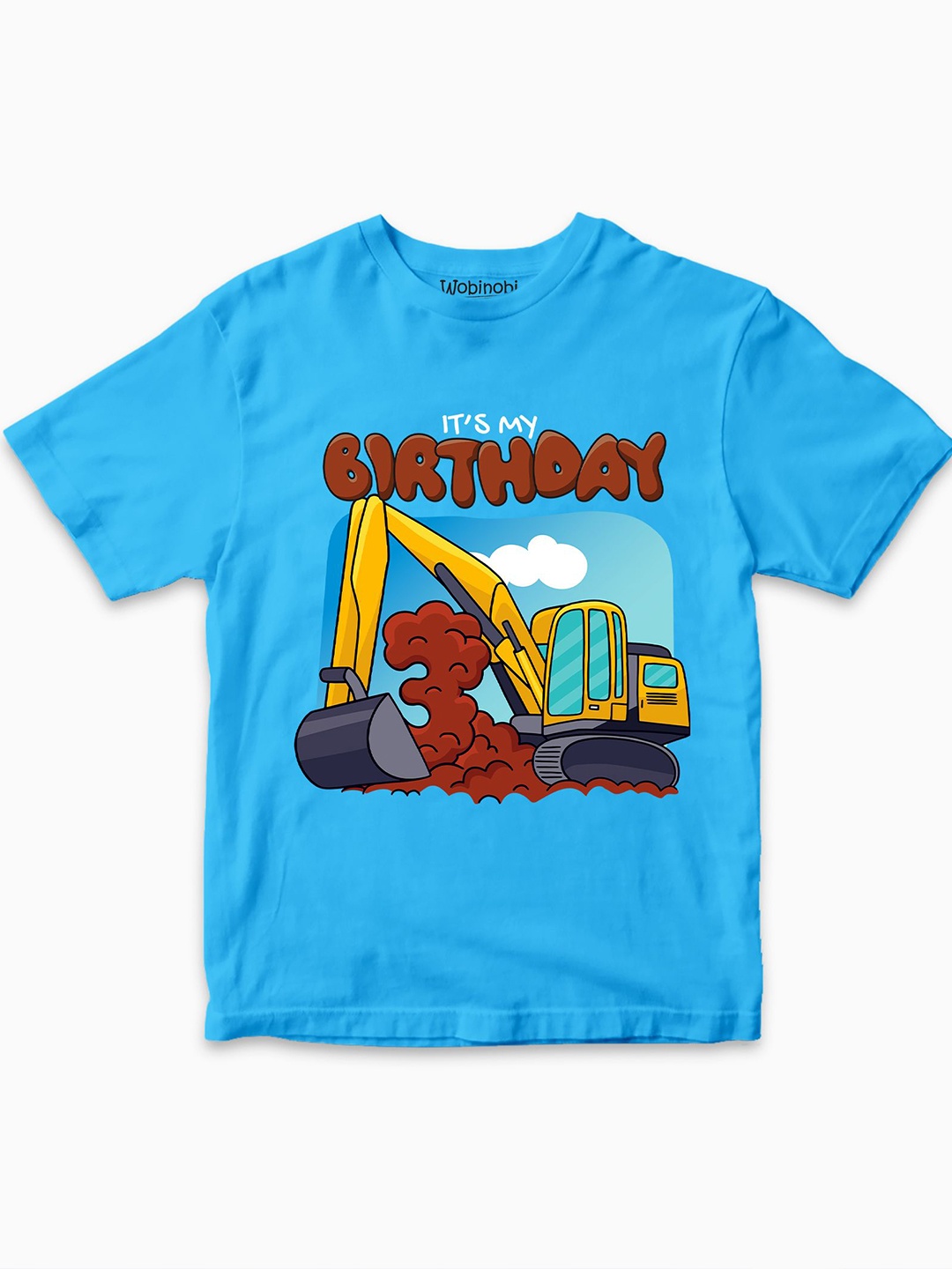 Wobinobi Boys Birthday Print Bio Finish Pure Cotton T-shirt, Blue
