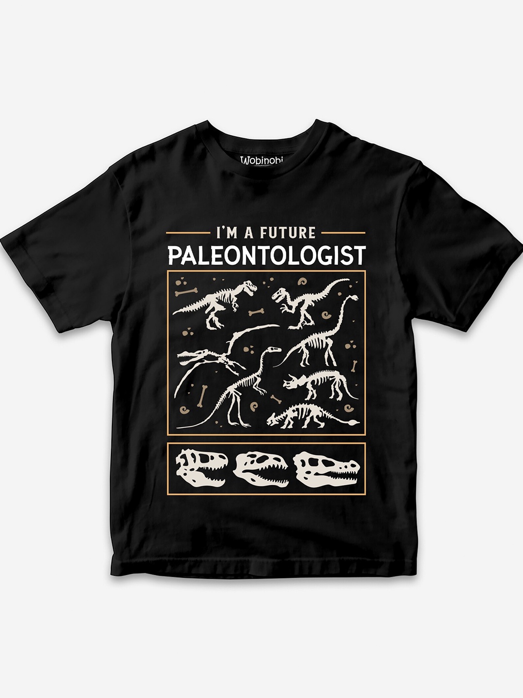 

Wobinobi Boys Dinosaur Print Bio Finish Pure Cotton T-shirt, Black