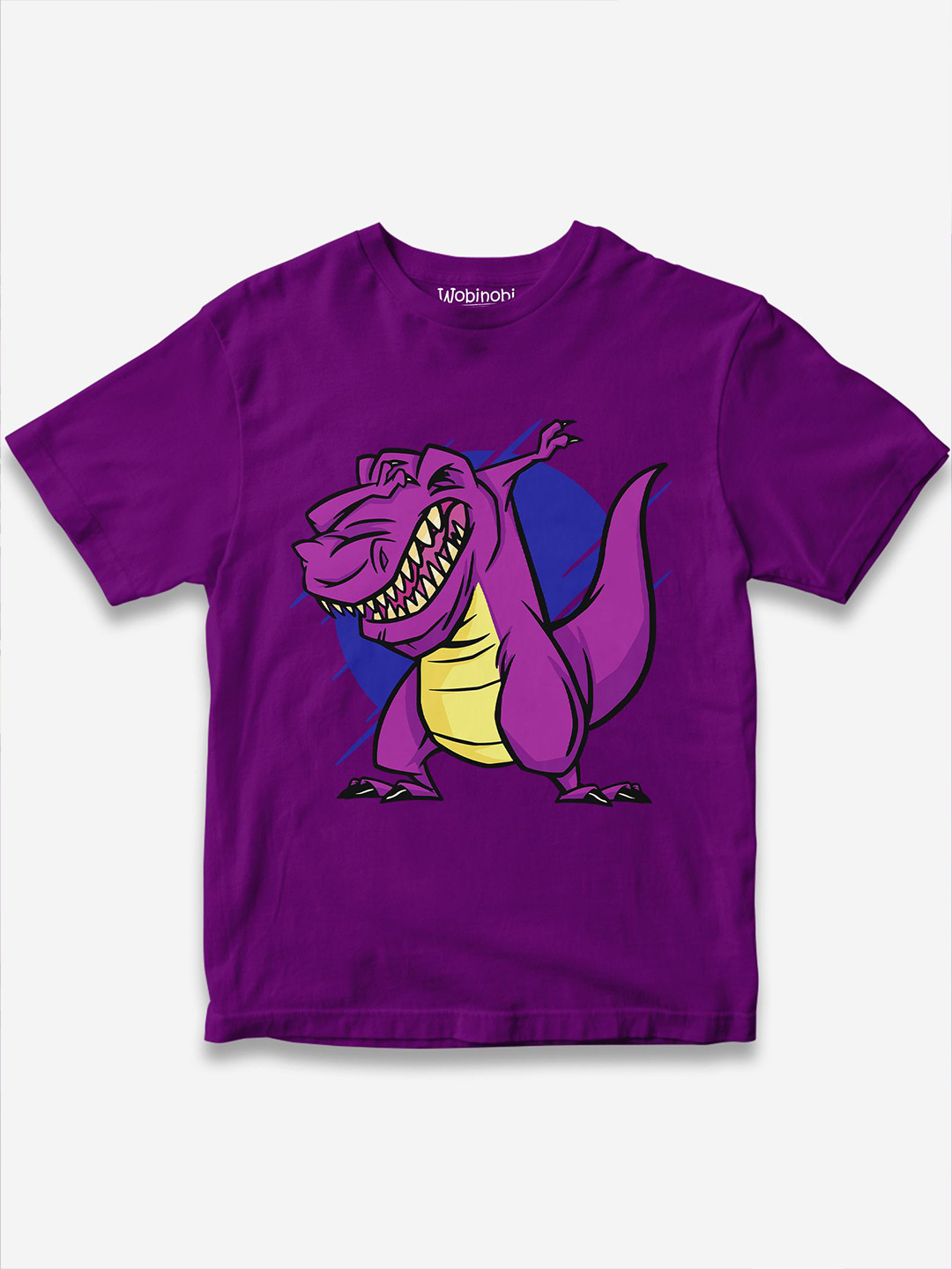 

Wobinobi Boys Dinosaur Print Bio Finish Pure Cotton T-shirt, Purple