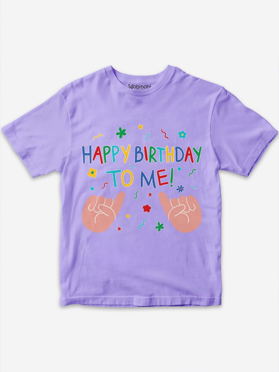 

Wobinobi Boys Birthday Print Bio Finish Pure Cotton T-shirt, Lavender