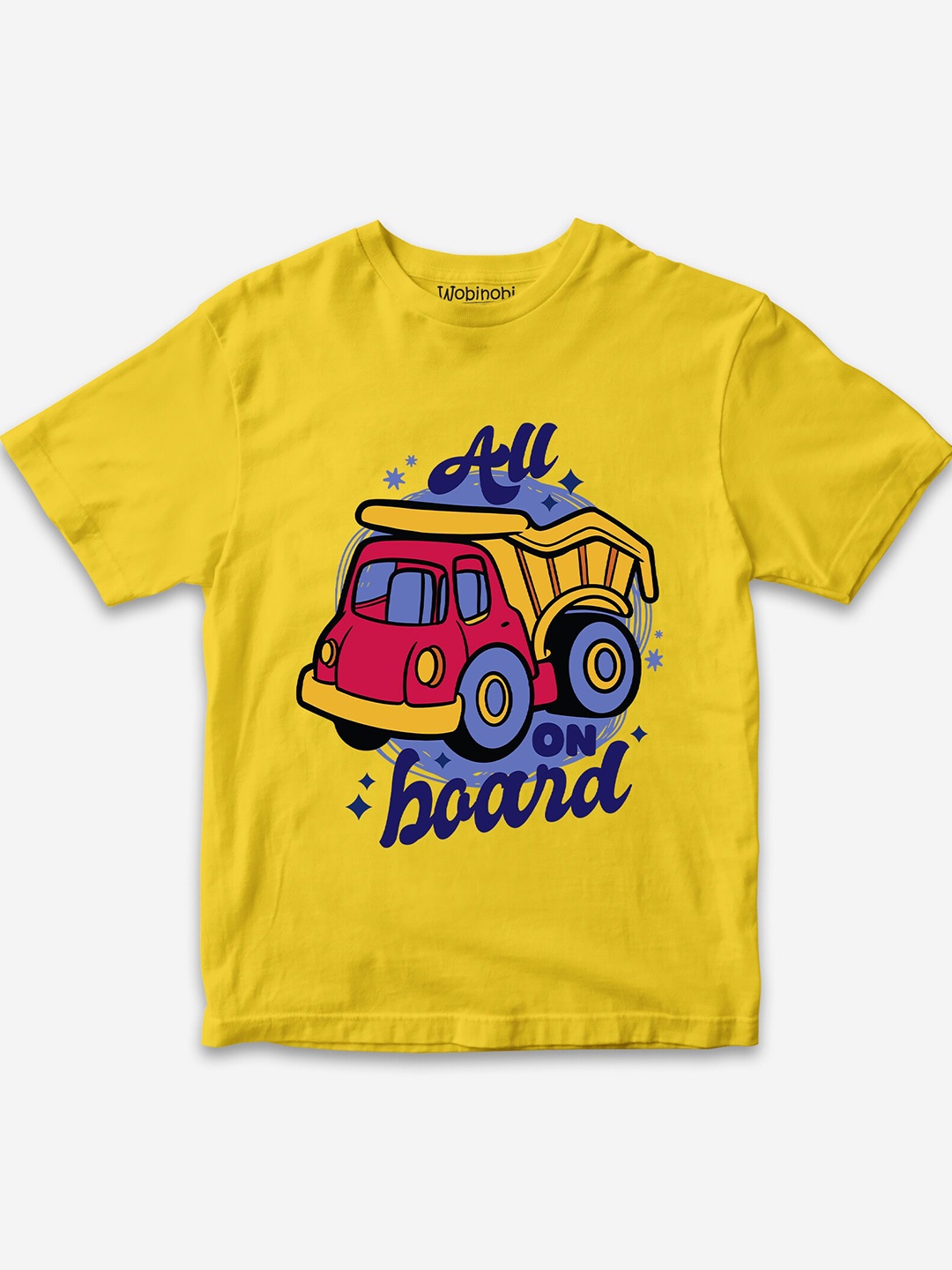 

Wobinobi Boys Truck Print Bio Finish Pure Cotton T-shirt, Yellow