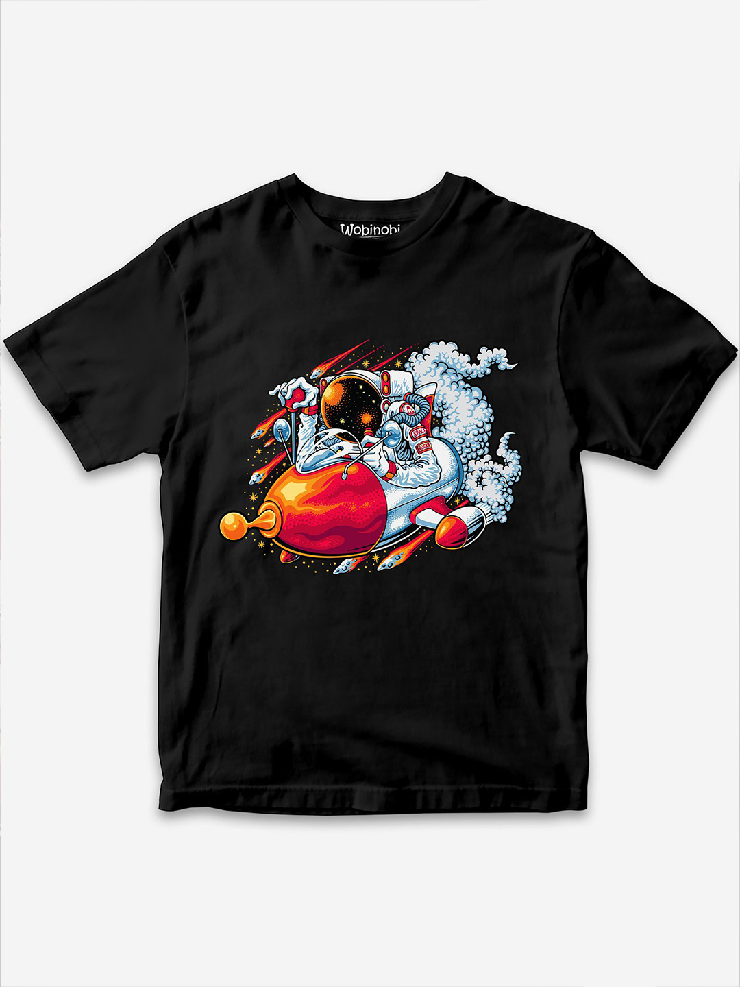 

Wobinobi Boys Space Print Bio Finish Pure Cotton T-shirt, Black