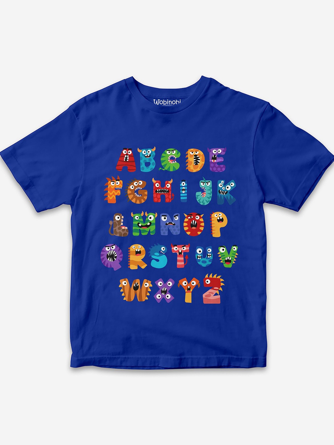 

Wobinobi Boys Alphabets Print Bio Finish Pure Cotton T-shirt, Blue