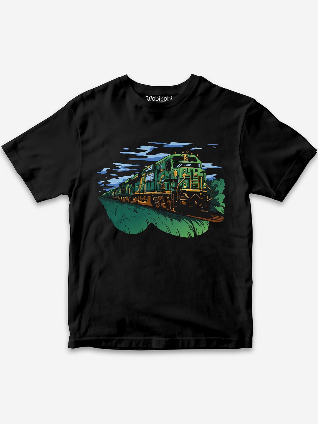 

Wobinobi Boys Train Print Bio Finish Pure Cotton T-shirt, Black