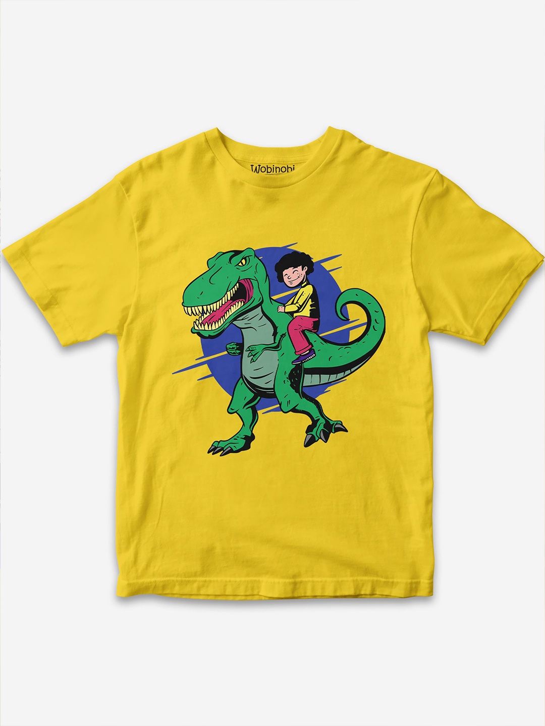 

Wobinobi Boys Dinosaur Print Bio Finish Pure Cotton T-shirt, Yellow