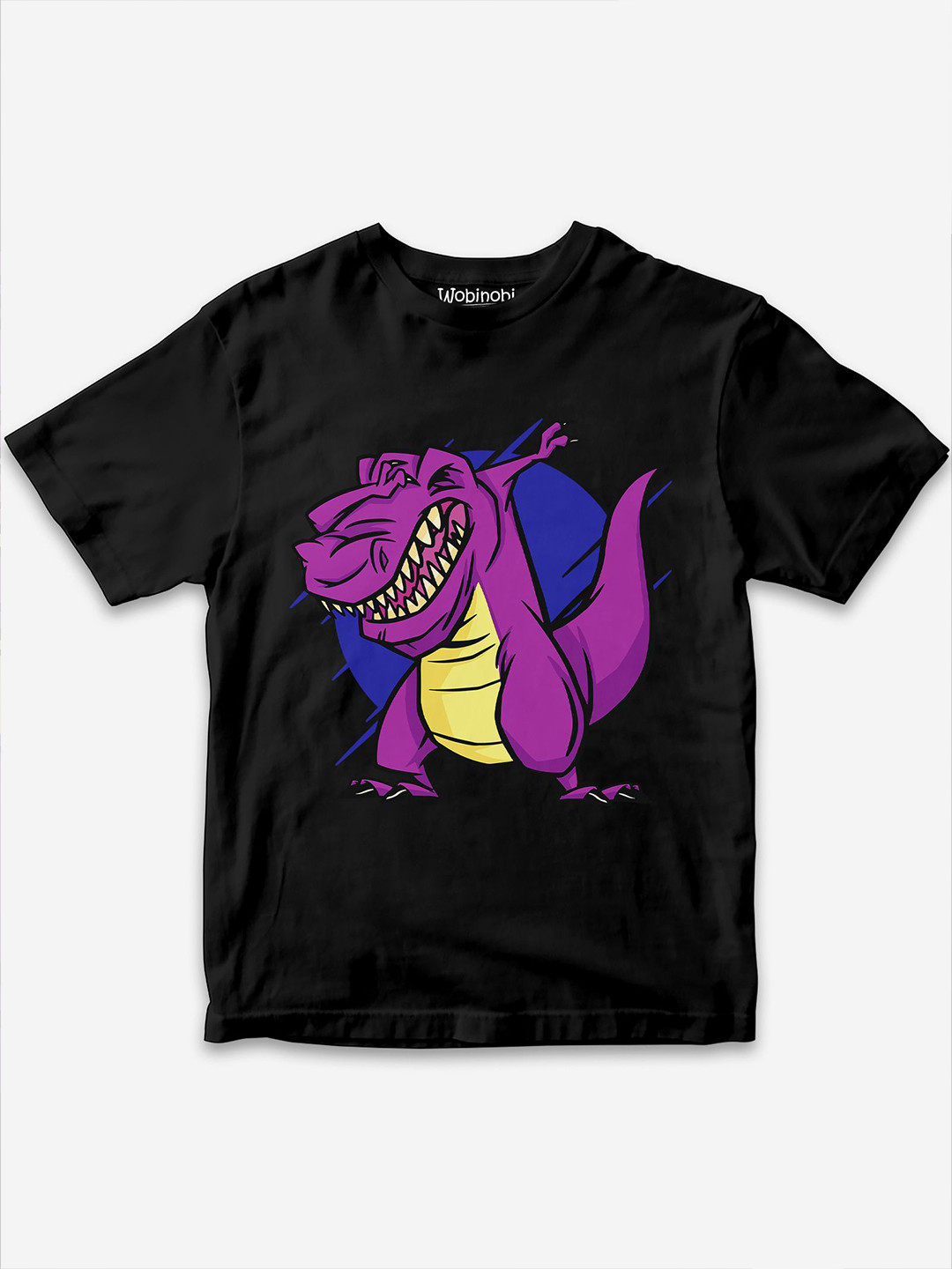 

Wobinobi Boys Dinosaur Print Bio Finish Pure Cotton T-shirt, Black