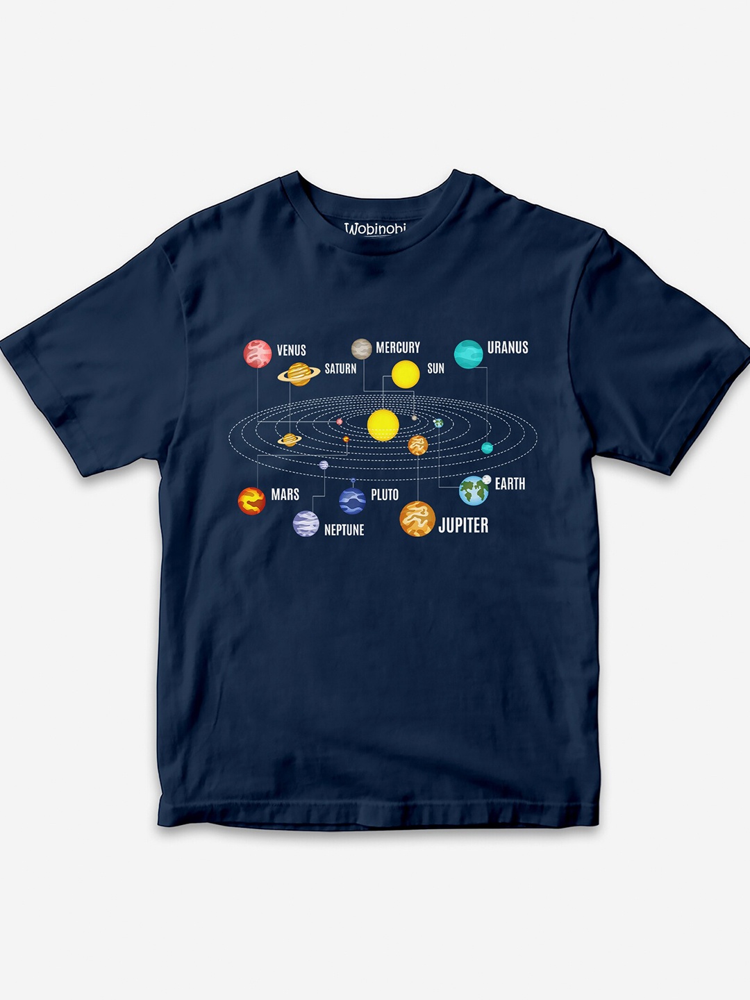 

Wobinobi Boys Space Print Bio Finish Pure Cotton T-shirt, Navy blue