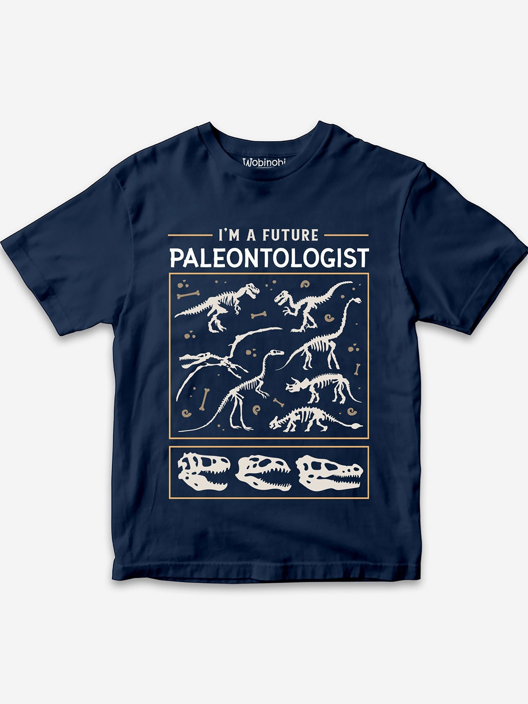 

Wobinobi Boys Dinosaur Print Bio Finish Pure Cotton T-shirt, Navy blue