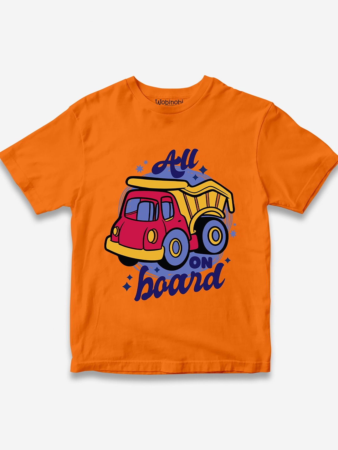 

Wobinobi Boys Truck Print Bio Finish Pure Cotton T-shirt, Orange