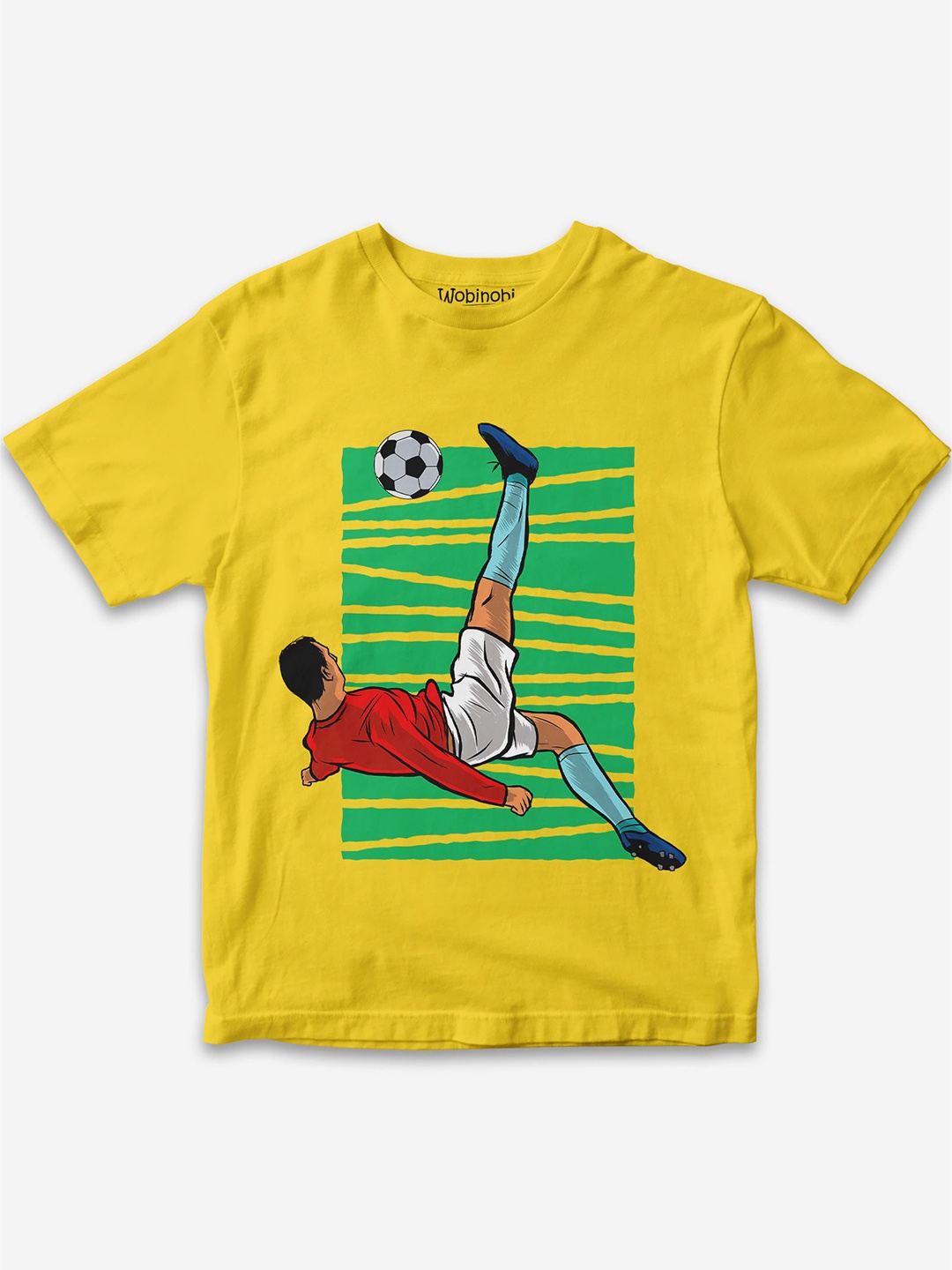 

Wobinobi Boys Football Print Bio Finish Pure Cotton T-shirt, Yellow
