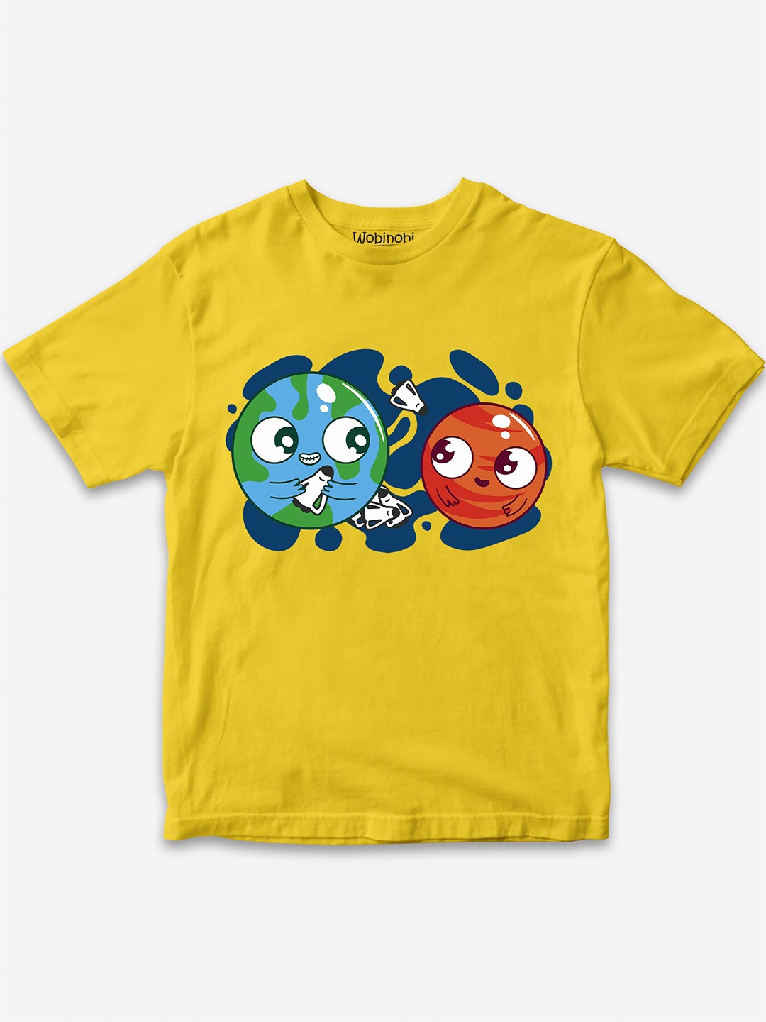

Wobinobi Boys Space Print Bio Finish Pure Cotton T-shirt, Yellow