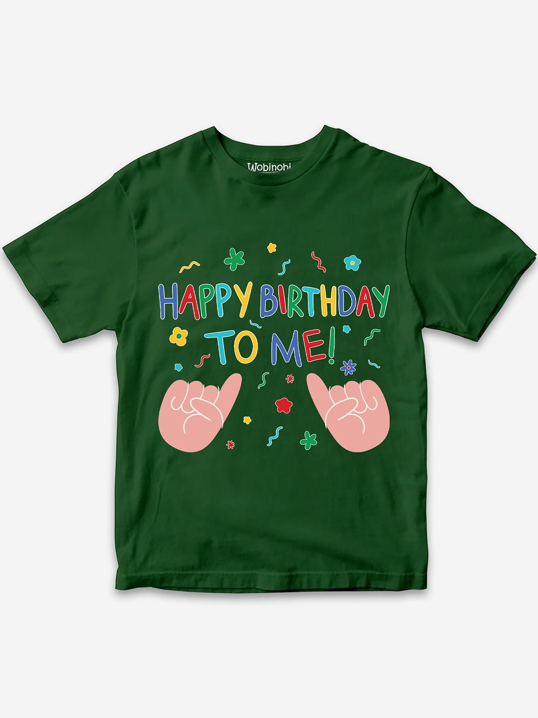 

Wobinobi Boys Birthday Print Bio Finish Pure Cotton T-shirt, Green